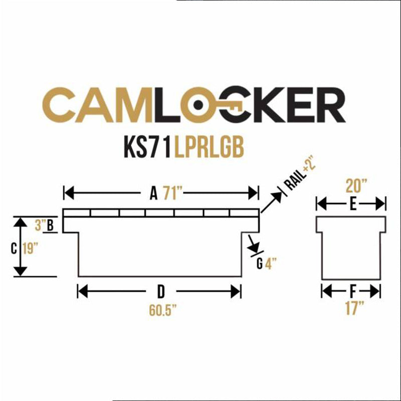 camlocker KS71LPRLGB saddle box dimension view