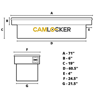 camlocker KS71XDW saddle box dimension view