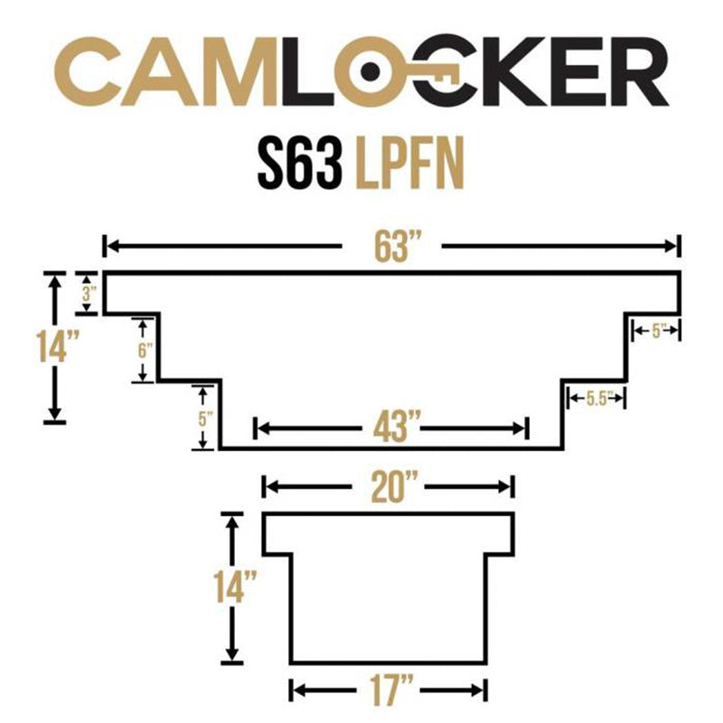 camlocker S63LPFNMB saddle box dimension view