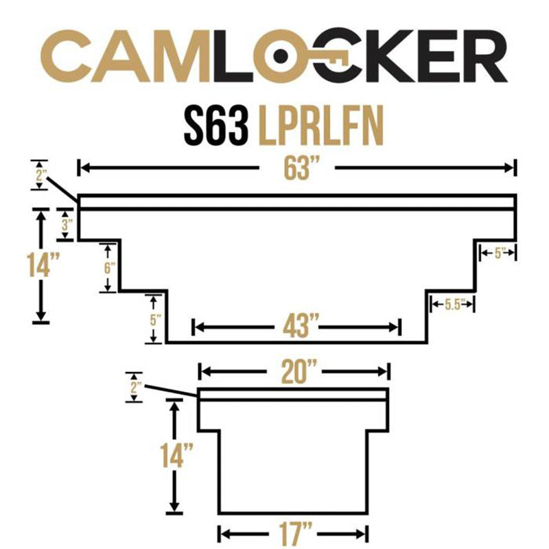 camlocker S63LPFNRLMB saddle box dimension view 