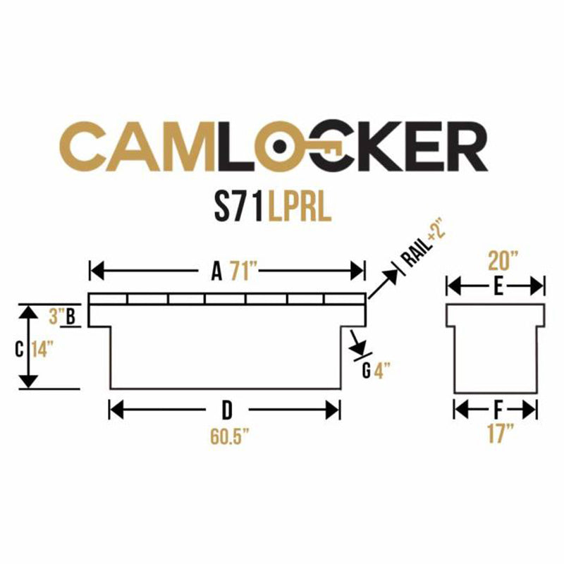 camlocker S71RLMB saddle box dimension view