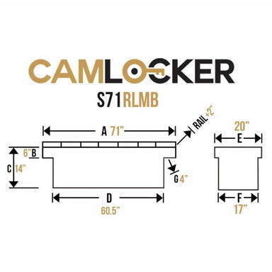 camlocker S71RLMB saddle box dimension view