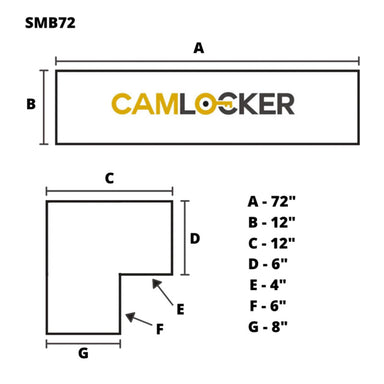 camlocker SMB72GB lo side box dimension view