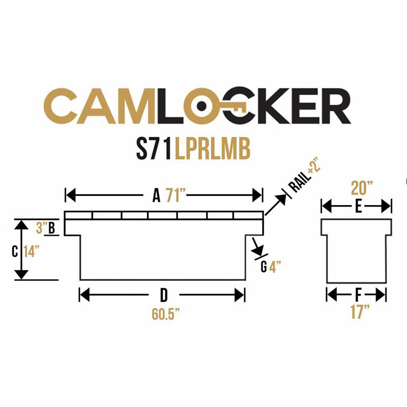 camlocker TBCAM S71LP RLMB saddle box dimension view