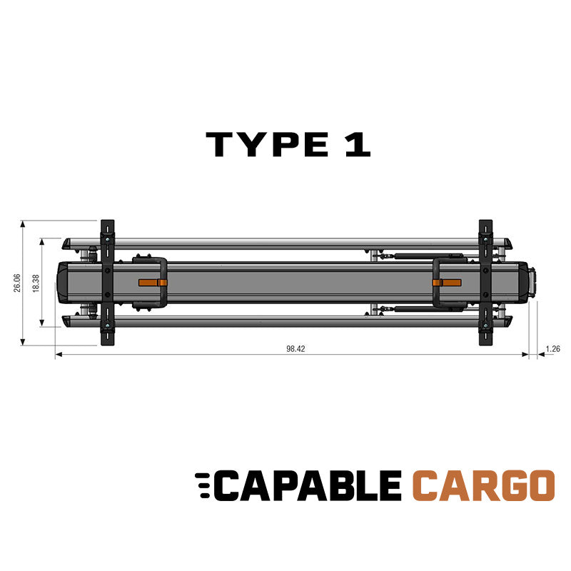 cargo ease g2000 harrier drop down ladder rack type-1 dimension view