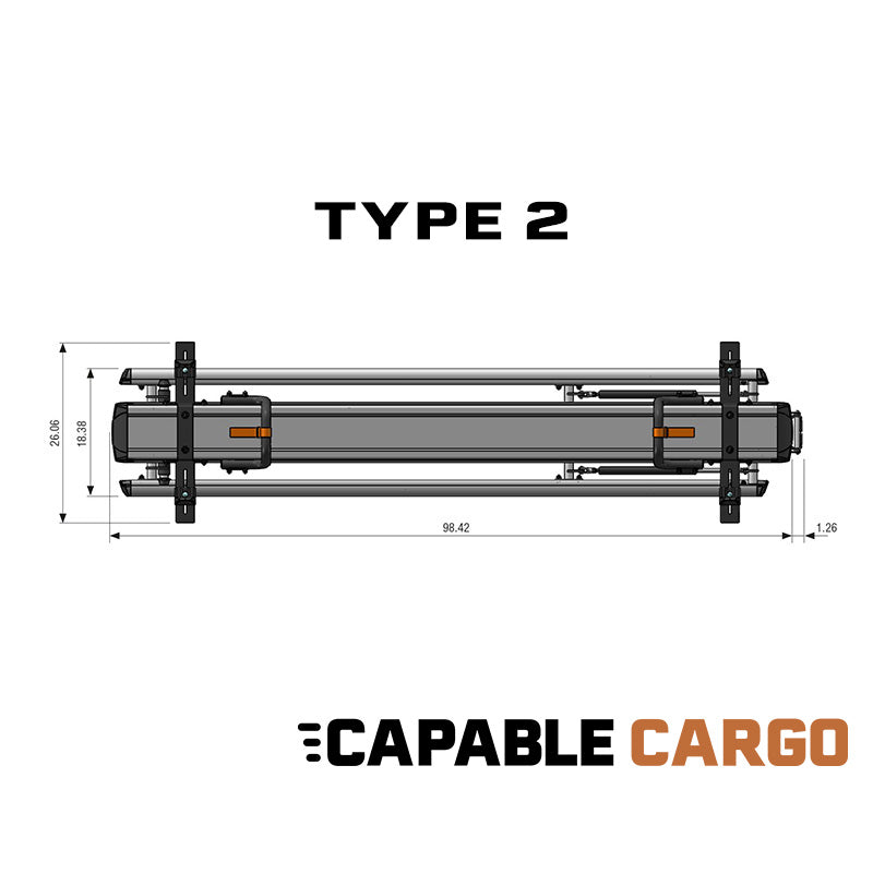 cargo ease g2000 harrier drop down ladder rack type-2 dimension view