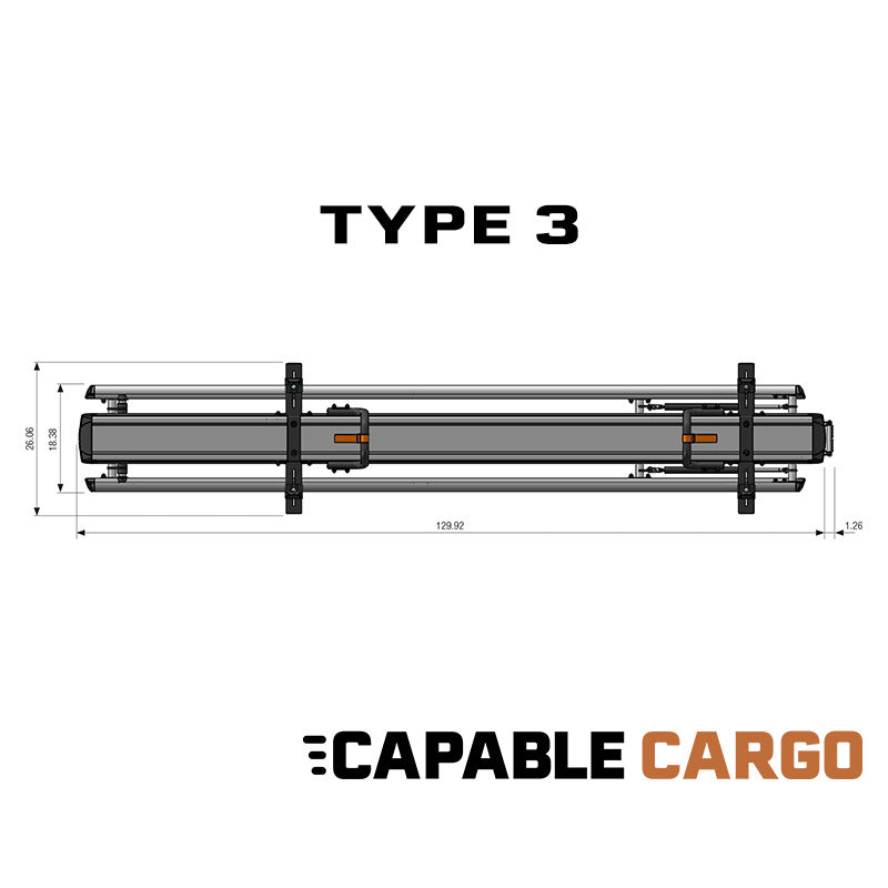 cargo ease g2000 harrier drop down ladder rack type-3 dimension view