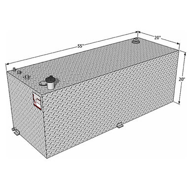 rds 72551 rectangular transfer tank dimension view