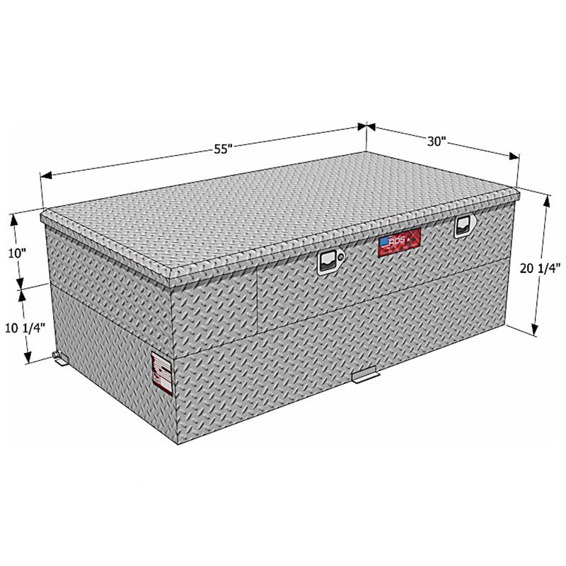 rds 73851 transfer tank with pump dimension view