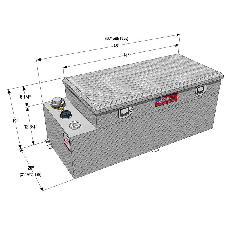 rds 74026 transfer tank dimension view